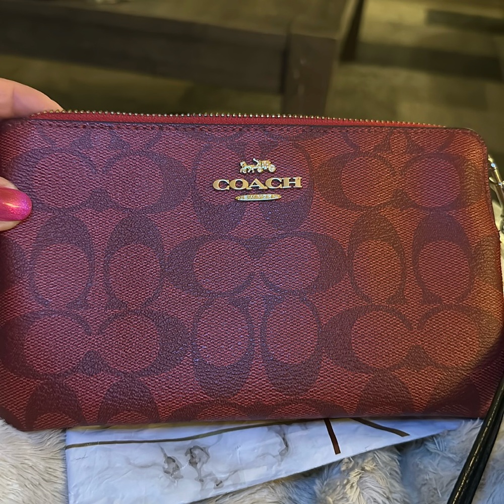 Coach Burgundy and Brown wristlet